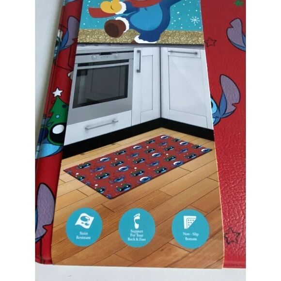 Disney Stitch Anti Fatigue Kitchen Mat 18 X 30” Christmas Tree Santa Hat NEW - Picture 4 of 14